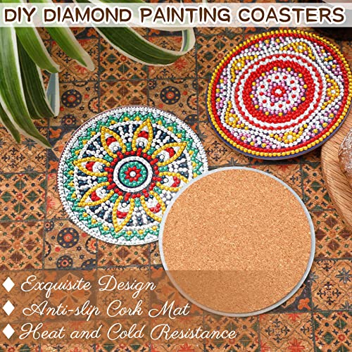 Upins 8Pcs Mandala Diamond Painting Coasters For Drinks Boho Coaster For Drinks Coaster Diy Diamond Art Kits For Adults Kids Beginners Diamond Art Craft Supplies (Mandala) #TOP5