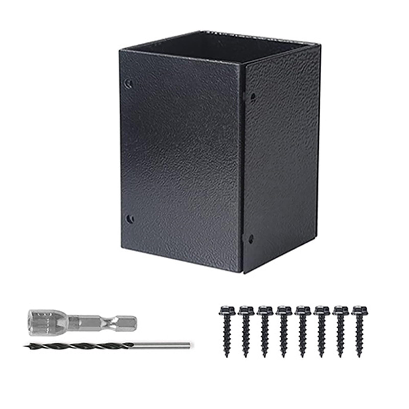 Stainless Steel Adjustable Post Cover for Fence, Deck, or Mailbox Posts (3.3"–6" Diameter), Rustproof & Scratch-Resistant, Black, 4-Piece Set A