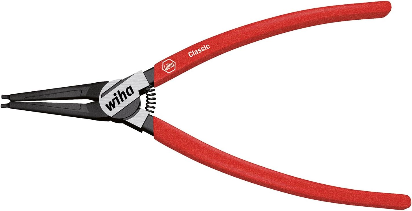 Wiha Classic Circlip Pliers for Outer Rings (Shafts) with Straight Shape (26791) A 2, 180 mm