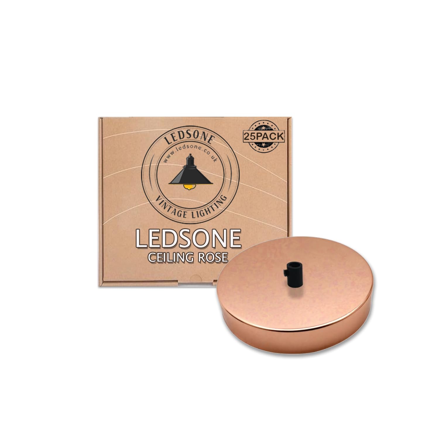LEDSone 25 Pack of Rose Gold Single & Multi Point Drop Vintage Metal 120mm Antique Ceiling Rose for Pendant Lights Stylish Ceiling and Wall Lamp Fixture for Ceiling Pendant Lighting.