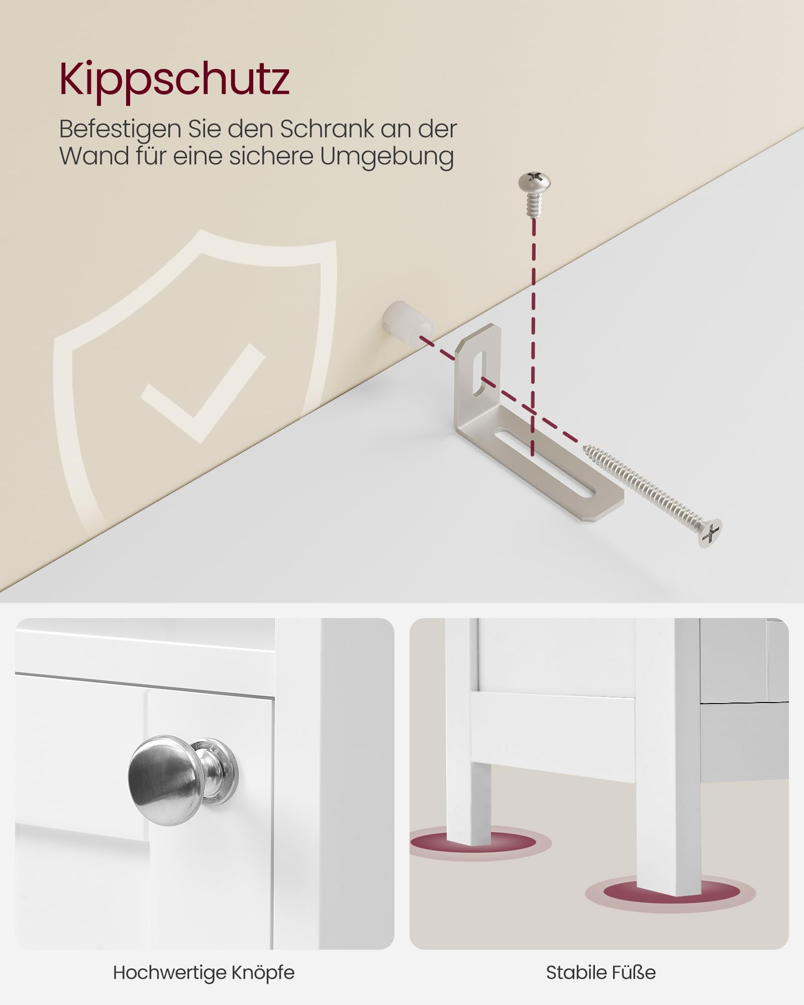 VASAGLE Badezimmerschrank mit Beleuchtung, hoch, schlanker Badschrank, Aufbewahrungsschrank mit verstellbaren Ablagen, offene Fächer, für kleine Räume, wolkenweiß BBC566W03