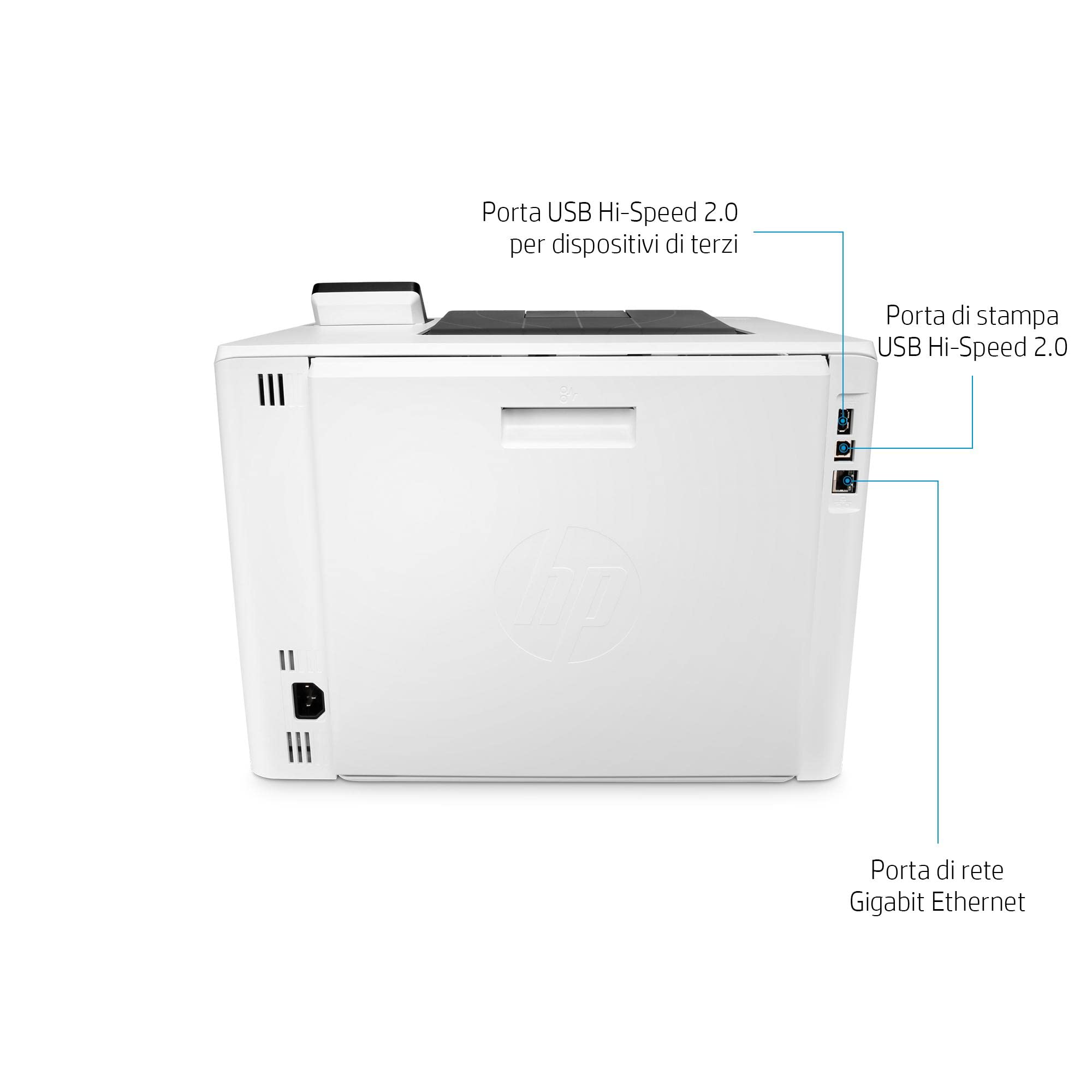 HP LaserJet Enterprise M455dn 3PZ95A, Stampante Singola Funzione A4, Stampa Fronte e Retro Automatico a colori, 27 ppm, USB, Gigabit Ethernet, HP Smart, Schermo Touch da 6,75 cm, Fax, No WiFi, Bianca
