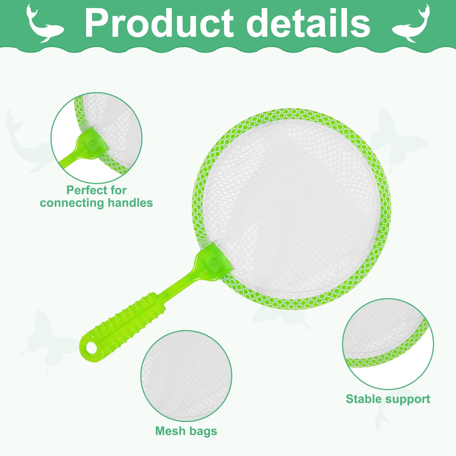 Debbery 4PCS Kids Fishing Net, Butterfly Net, Plastic Fishing Nets for Kids Outdoor Early Education Tools - Image 2