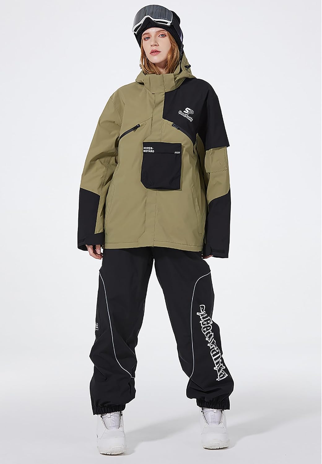 迷彩柄スキーウェアセット（フード付き） スノーボードウェア