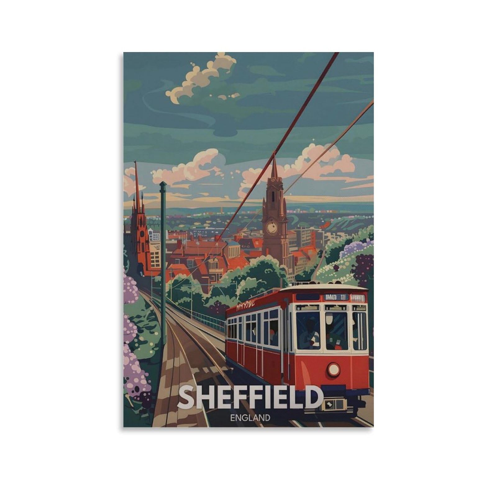 GQVCJSW Sheffield Travel,England City Art Canvas Poster Bedroom Decor Landscape Office Room Decor Gift 16x24inch(40x60cm)