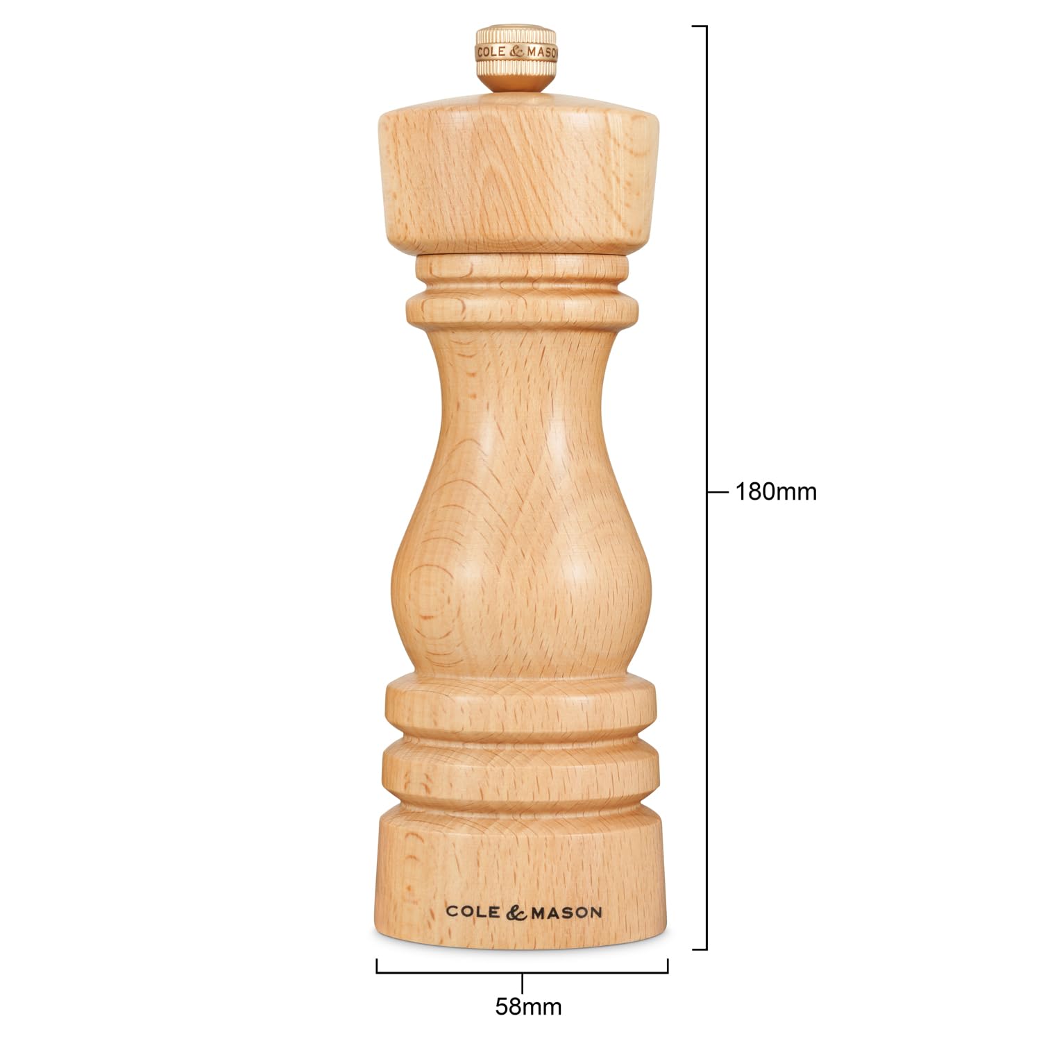 Cole & Mason London Natural Beech Salt Mill, Non Corroding Ceramic Mechanism, Salt Grinder with Adjustable Grind, Beech Wood - Image 3
