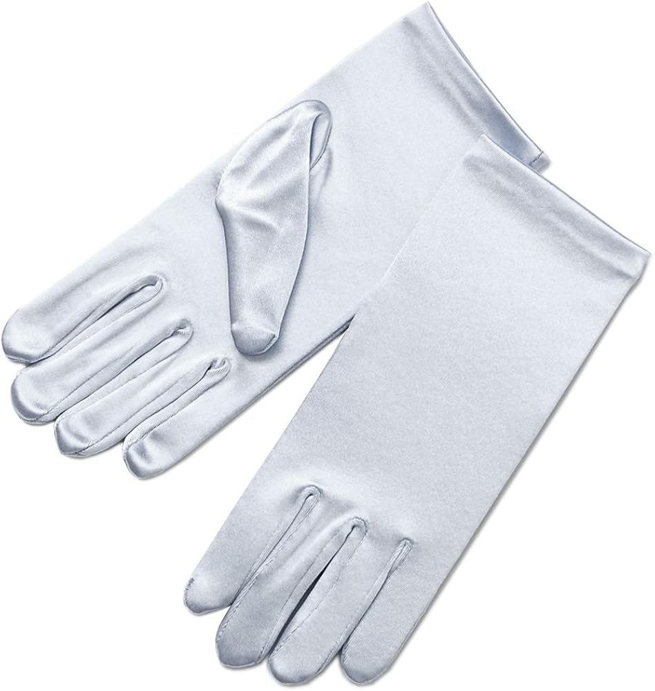 ZAZA BRIDAL Girl's Shiny Stretch Satin Dress Gloves Wrist Length 2BL : Everything Else