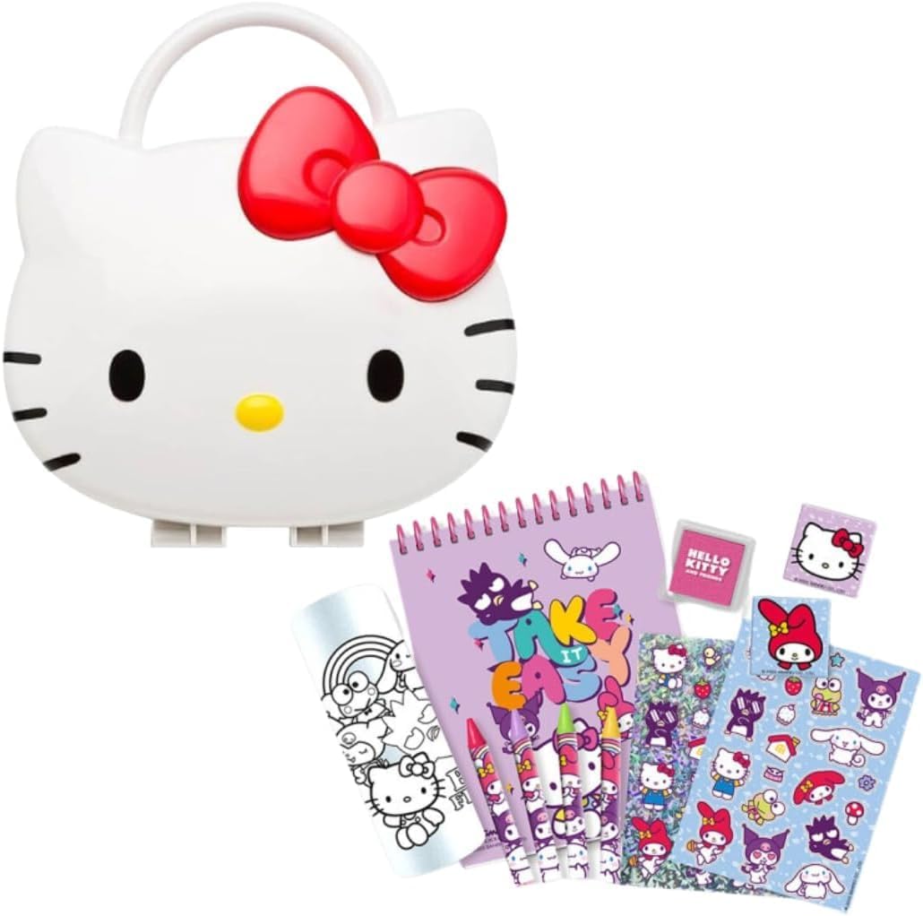 12Pcs Hello Kitty 3D Stationery Set – Kids Art & Writing Kit with Colouring Book, Crayons, Stickers & Cute Cat Case – Creative Gift for Girls & Boys Ages 3+