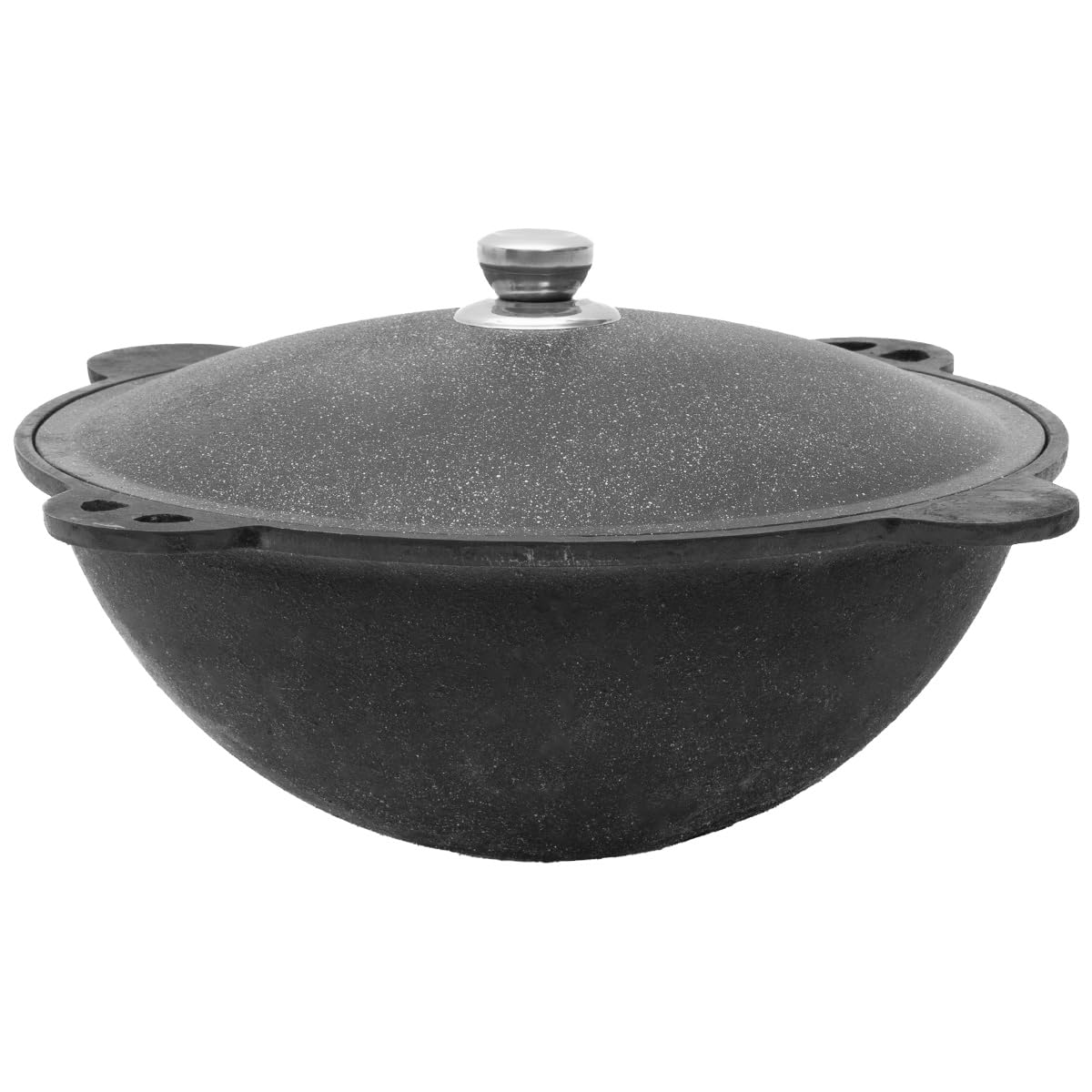 Kazan Topf aus Gusseisen mit Deckel, für Utschak geeignet, Outdoorküche Gulasch Kanone Kasan (8 Liter - runder Boden)