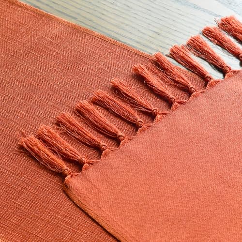 Artoid Mode Terracotta Orange Boho Rustic Farmhouse Fall Tassel Table Runner, 33x183 cm Autumn Kitchen Dining Table Decoration Wedding Holiday Party - Image 6
