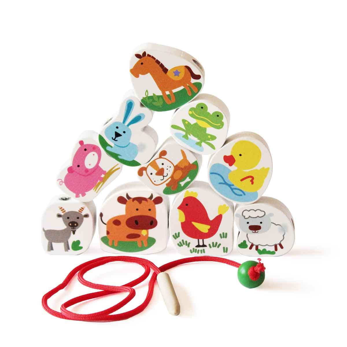 shumee Farm Animals Wooden Lacing & Stacking Educational Blocks for Pre-Schoolers (Age 2 Years+)- Learn Animals, Shapes & Patterns (B0831B9B9M) Amazon Price History, Amazon Price Tracker