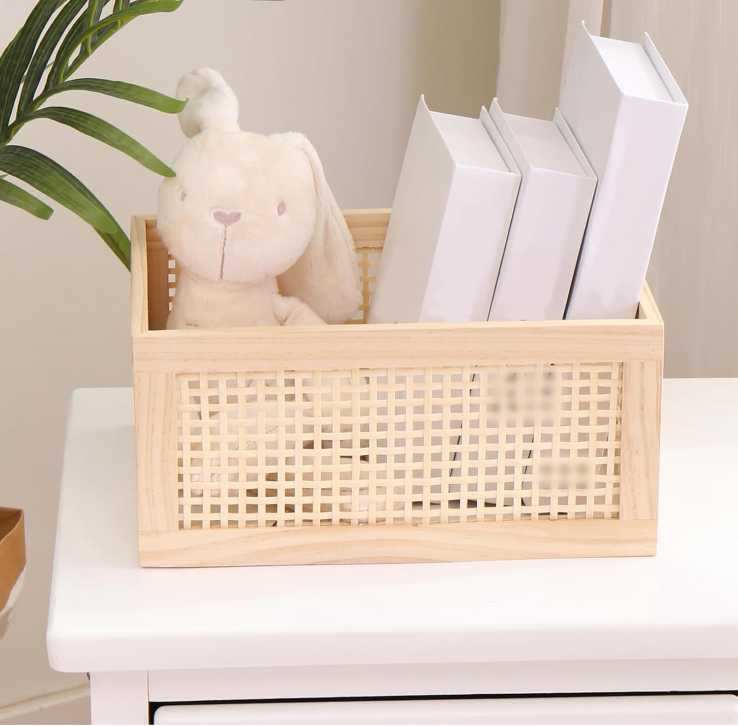 Sturdy Wood Storage Basket Suitable for Cabinets Enhances Home Decoration and Organization Daily Casual Use Accessory Rattan Storage Basket