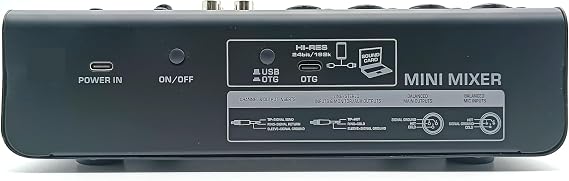 Audio Mixer 6 Channel DJ Mixer Individual 48V Output Mixing Console 7 Band EQ 99 Effect USB Bluetooth