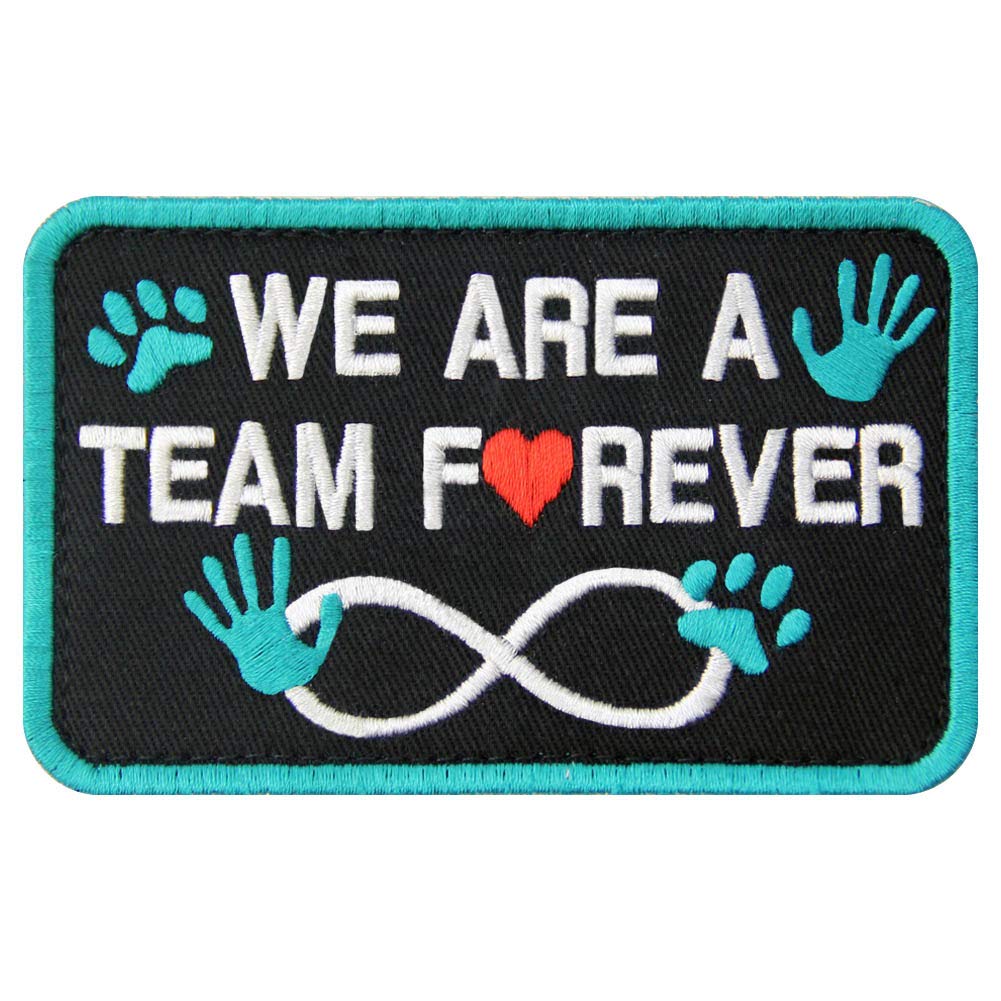 Service Dog We are A Team Forever Vests/Harnesses Patch Embroidered Badge Fastener Hook & Loop Emblem