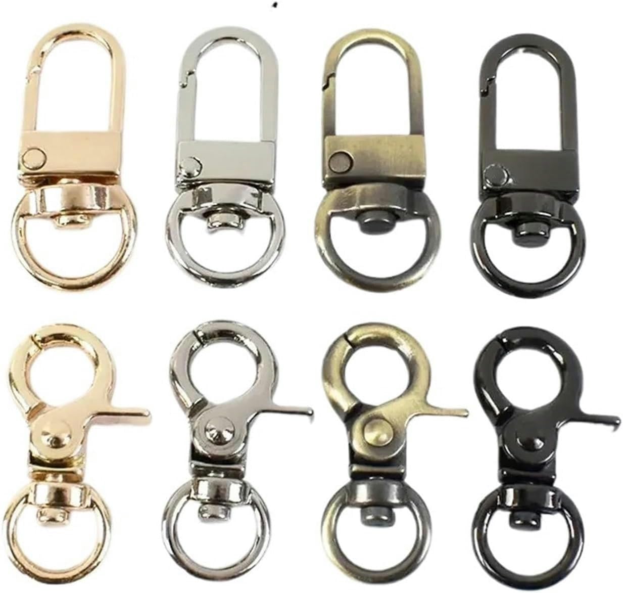 Cierre de langosta giratorio de 10 mm para correa de bolso, hebillas de metal, hebilla de clip para llavero, correas, collar de perro, ganchos de mosquetón, accesorios de bricolaje (H4-1-Negro, 10 mm