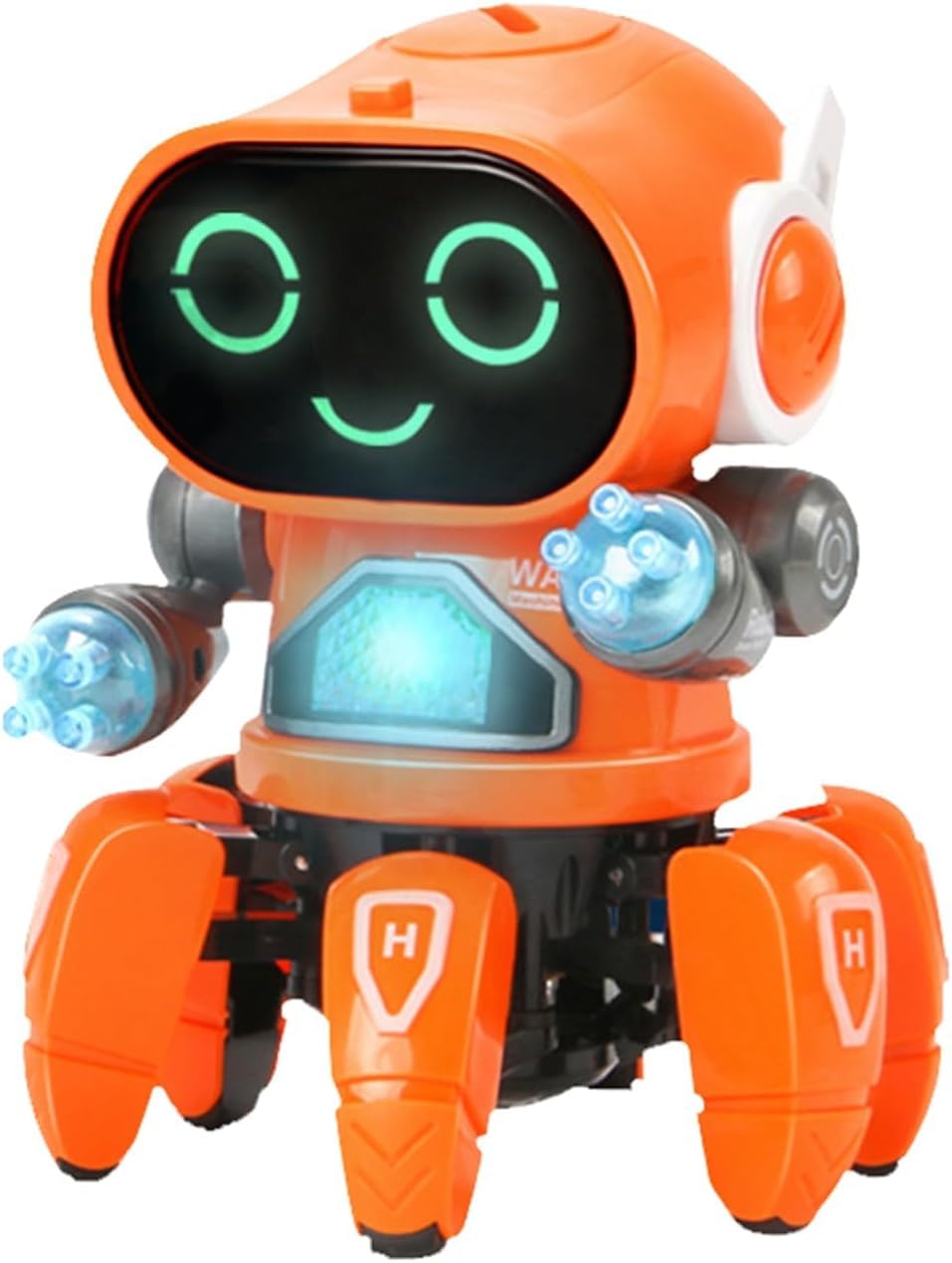 Jouet robot à 6 griffes orange avec bras flexible à 90 degrés et châssis mobile