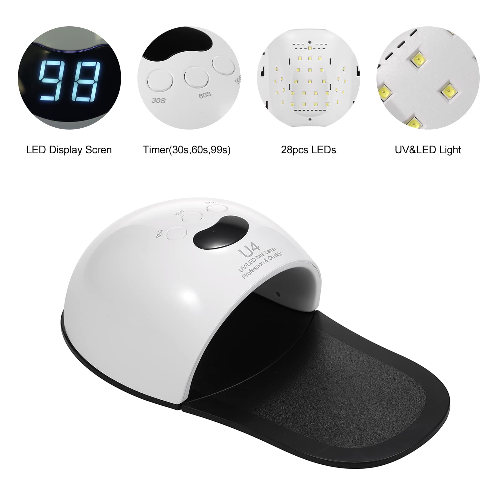 UV Lampe für Gelnägel, 2in1 Hände und Füße, 48W UV LED Lampe für Gelnägel Professionelle Nagel Lampe mit 30S/60S/99S Timer, Smart Sensor, Nagellampe Nageltrockner für Nägel Zehen DIY Mainicure Tools