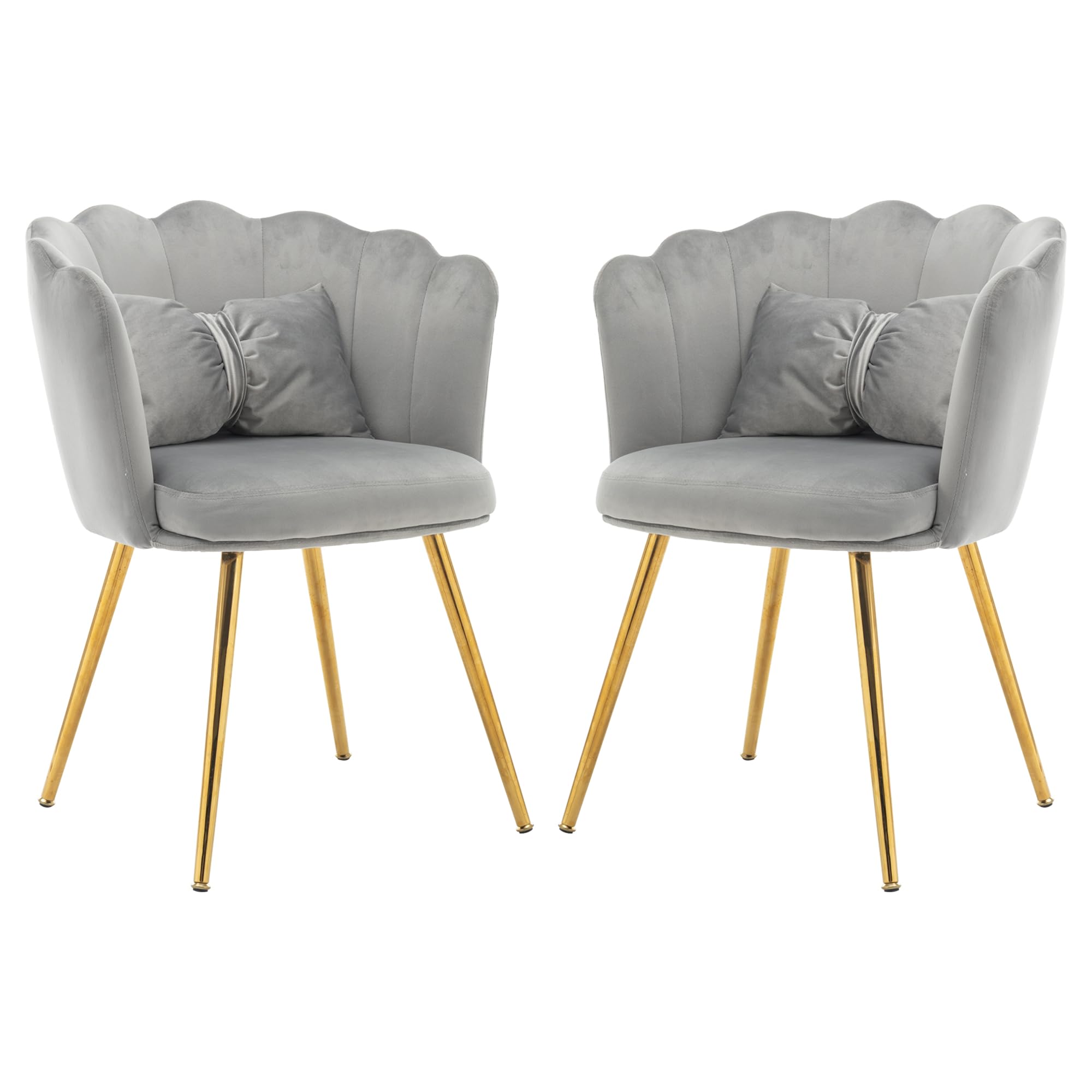 Lot de 2 chaises de salle à manger de luxe en velours gris foncé avec pieds pivotants et pieds en métal confortables et élégants, décoration de salle à manger élégante