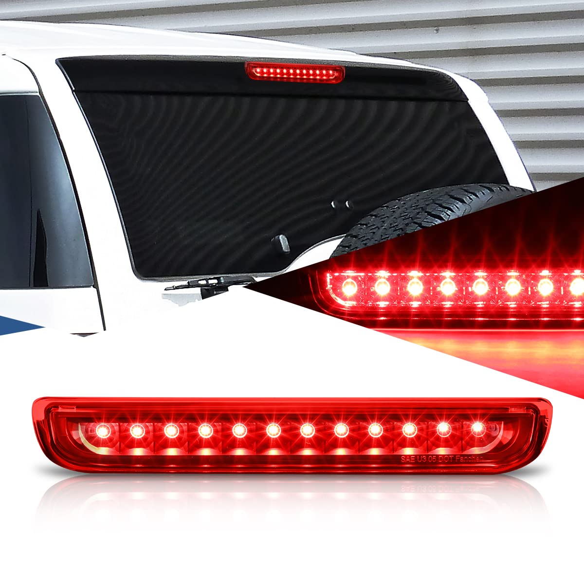 TOYOTA ハイマウントストップランプ type 3 12 LED Amazon | Auto Dynasty LED 3rd Third Tail ブレーキ ライト