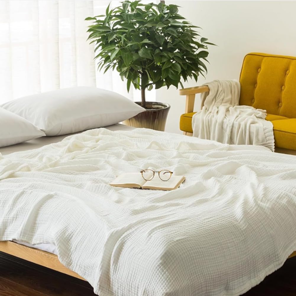 Musselin Decke 6 Lagig Sommer Erwachsene Leicht Atmungsaktiv Lila 150×200 cm