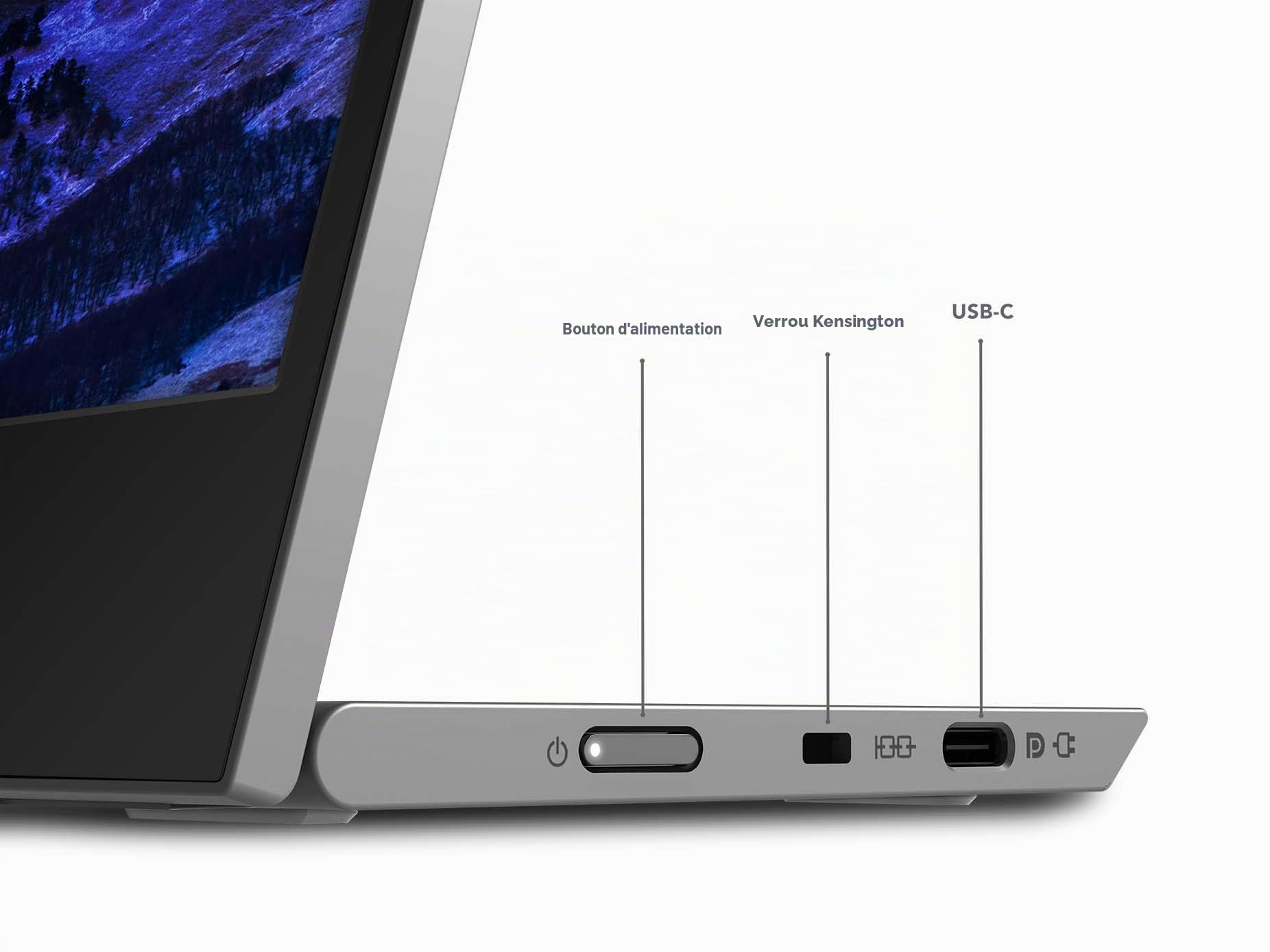 Lenovo L15(A21156FX0) Moniteur Portable, écran 15,6" (Full HD, IPS, 60 Hz, 6 ms, entrée 2 x USB-C, câble vers USB-C, réglable en Inclinaison) - Gris