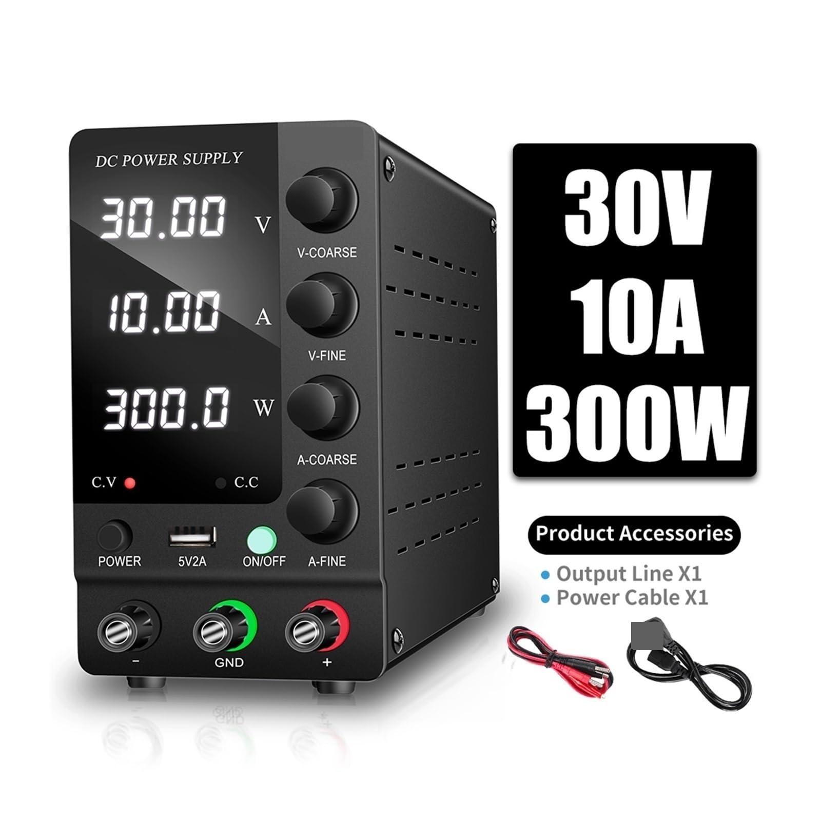 Zasilacz laboratoryjny, Zasilanie DC Zmienne 30 V 10 A Regulowane Przełączanie Regulowany Zasilacz Stołowy Z Przełącznikiem Wyjściowym 32 6 A 60 120(Black 30V10A)