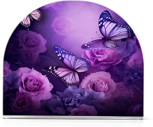 Servilletero de mariposa púrpura para mesa, acrílico vertical antideslizante, dispensador de papel de seda independiente para cocina, restaurante, disponible en Yaxa Peru