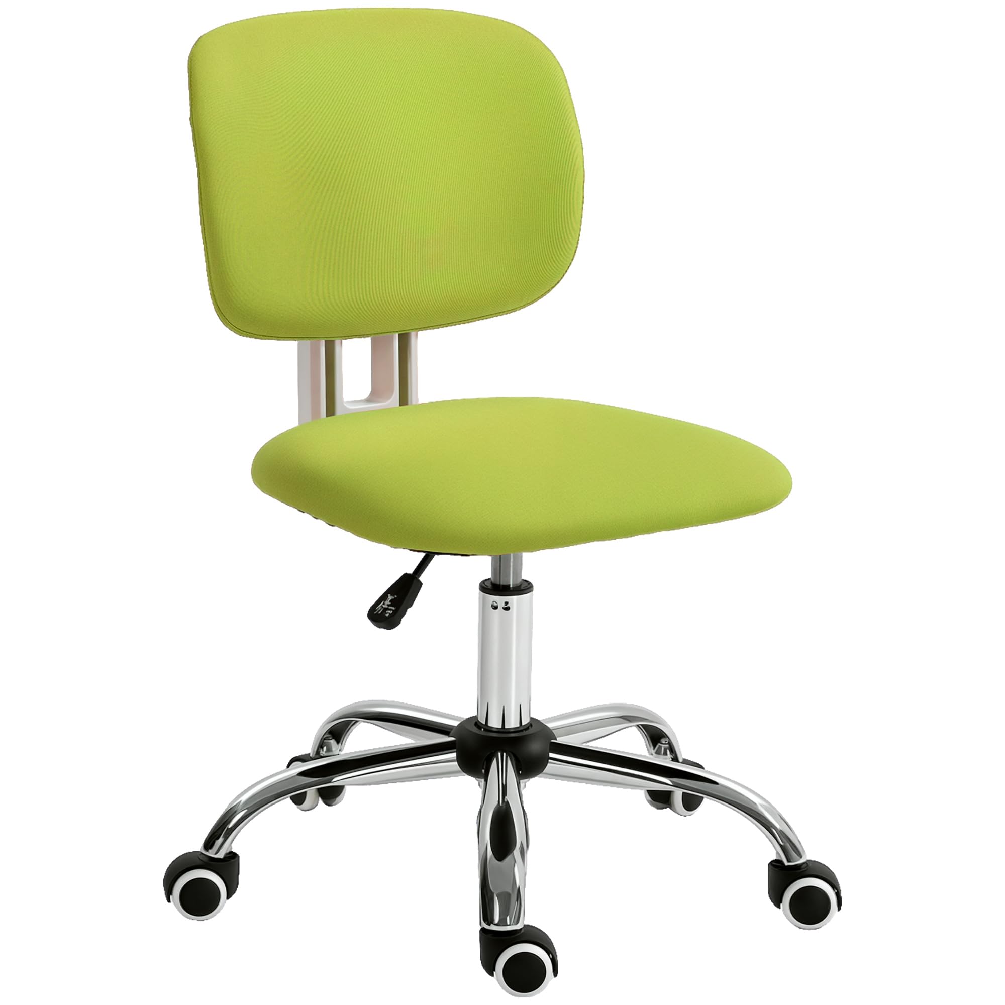Vinsetto Armless Office Chair Swivel Desk Chair Upholstered Fabric with Adjustable Height Modern Style Load 120kg 48x53x80-90cm Lime Green