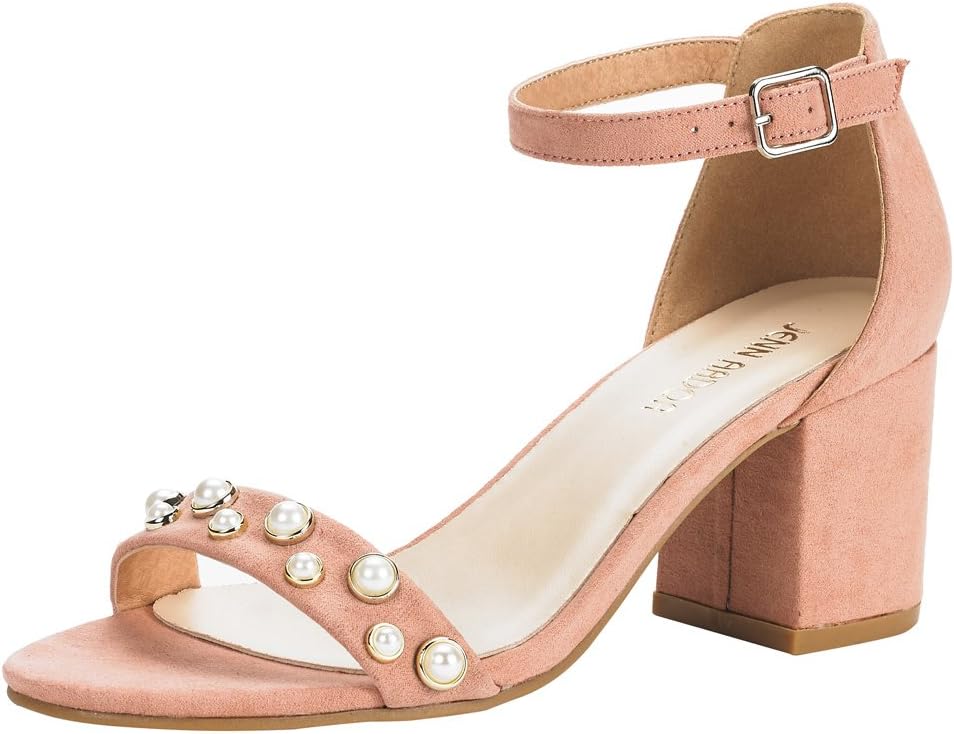JENN ARDOR Women's Block Heel Sandals Open Toe with Ankle Straps Evening Dress Chunky Sandals