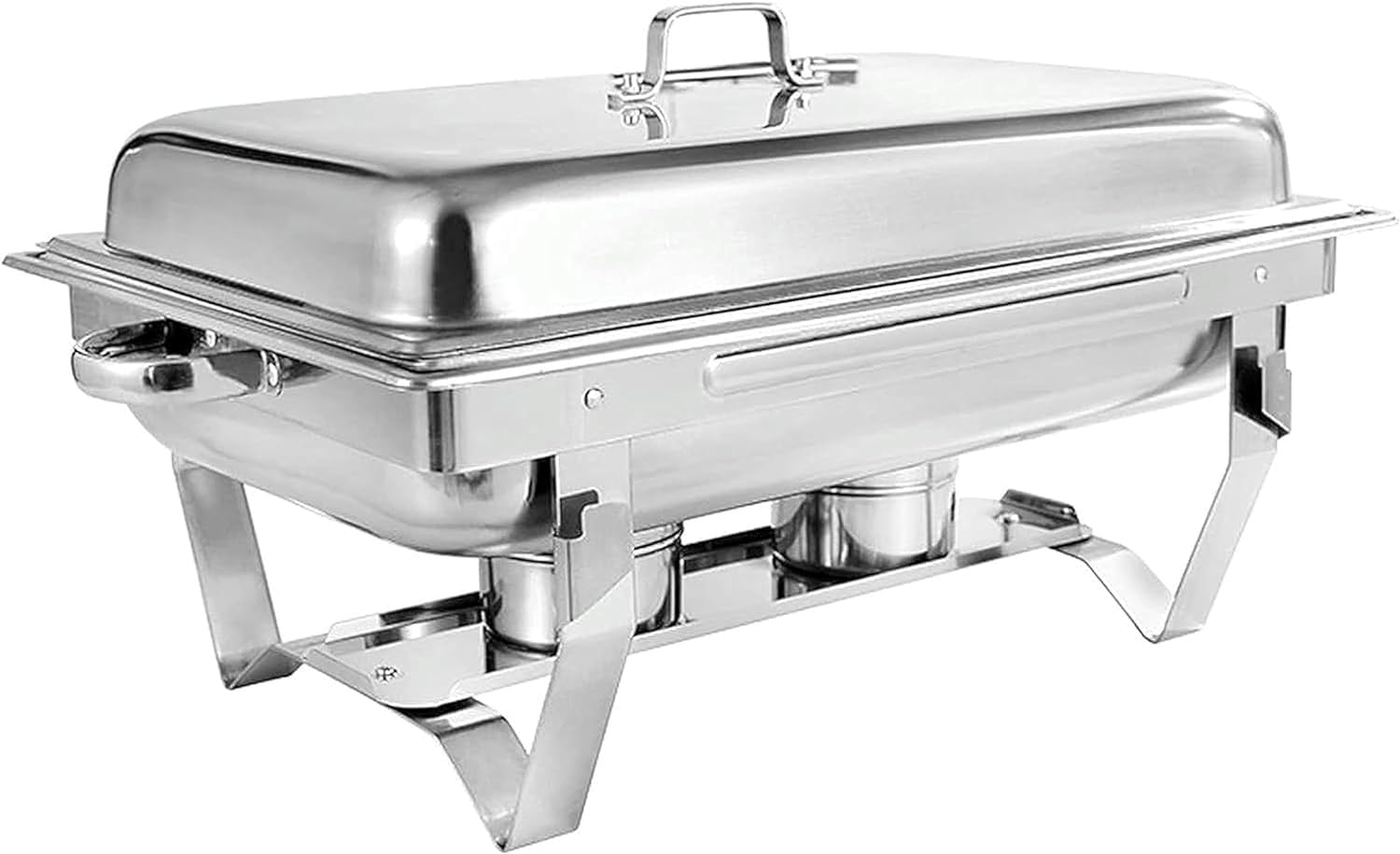 Juego de calentador de buffet de acero inoxidable, calentador de alimentos de 11 litros con tapa abatible, estante de combustible y plato de alimentos para catering y eventos