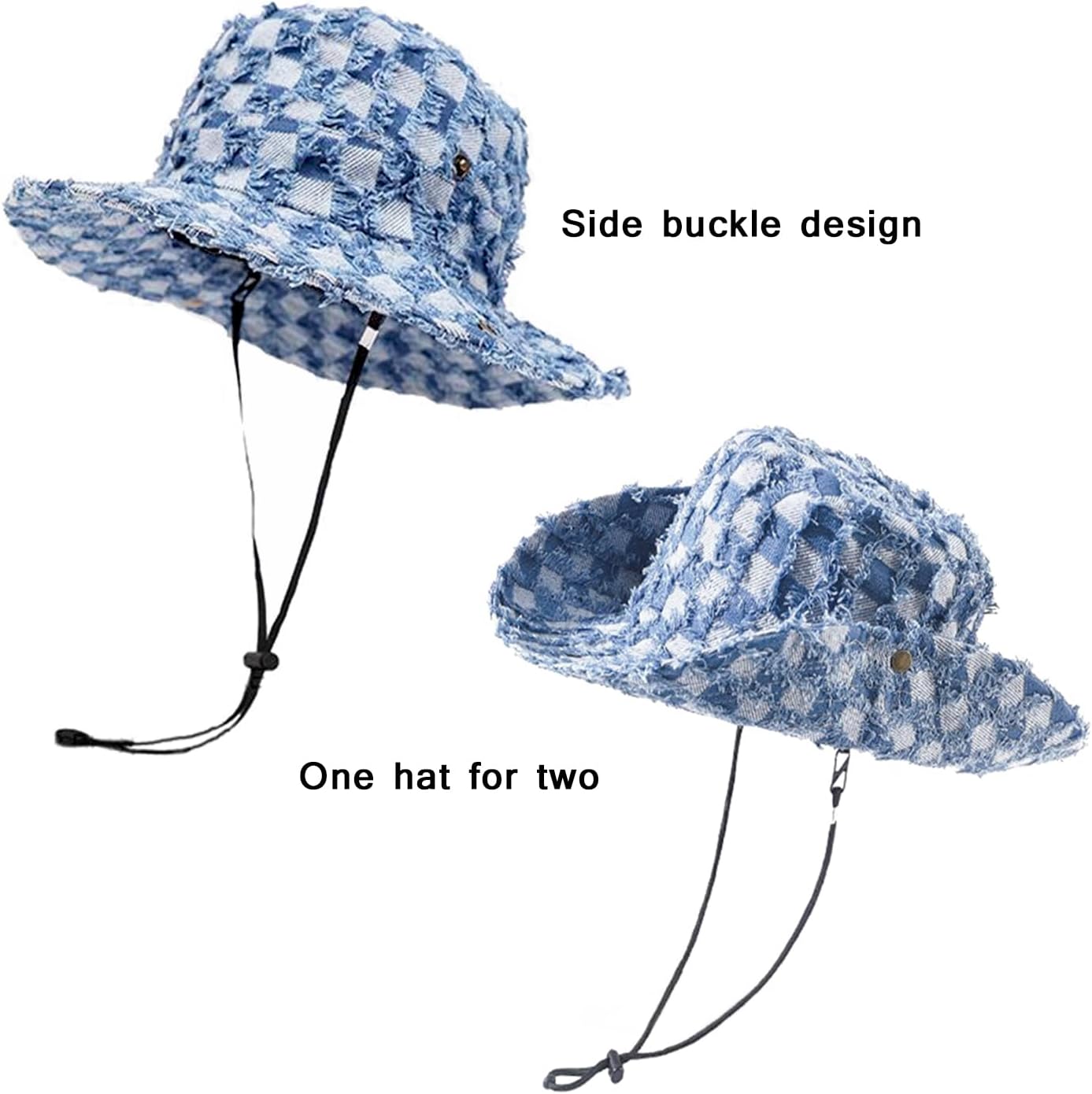 Wide Brim Bucket Sun Hat Packable Cotton Denim Cowboy Sun Hat for Women Men Summer Outdoor Fisherman Cap - Image 7