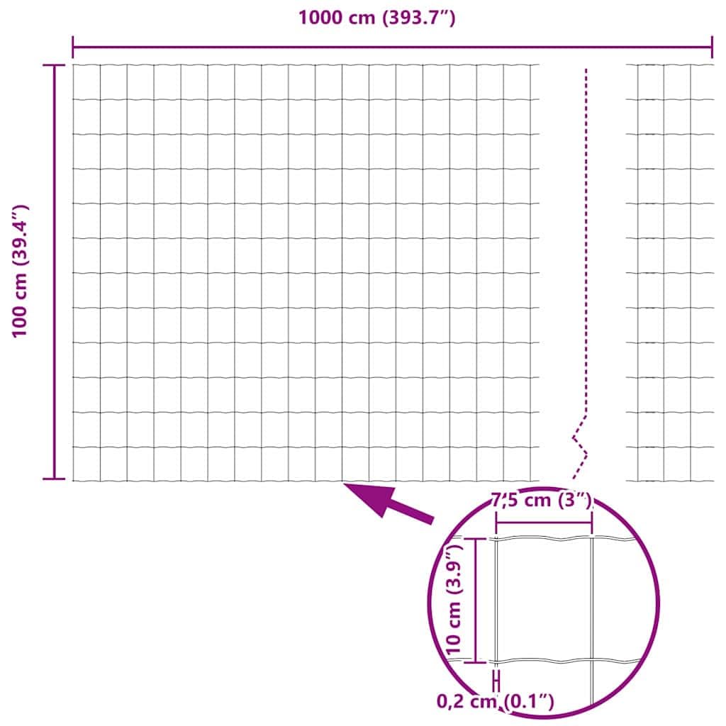Ogrodzenie euro, 1 x 10 m, żelazo powlekane PCW, wytrzymałe ogrodzenie ogrodowe do użytku na zewnątrz, bariera dla zwierząt, łatwa instalacja, trwały system ogrodzeniowy