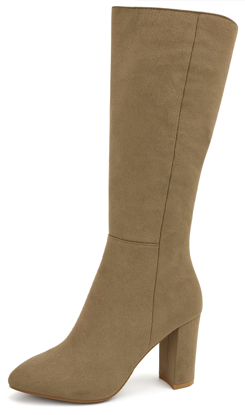 TruFox Womens Classic Tall Knee High Block Heel Fashion Black Dress Boots