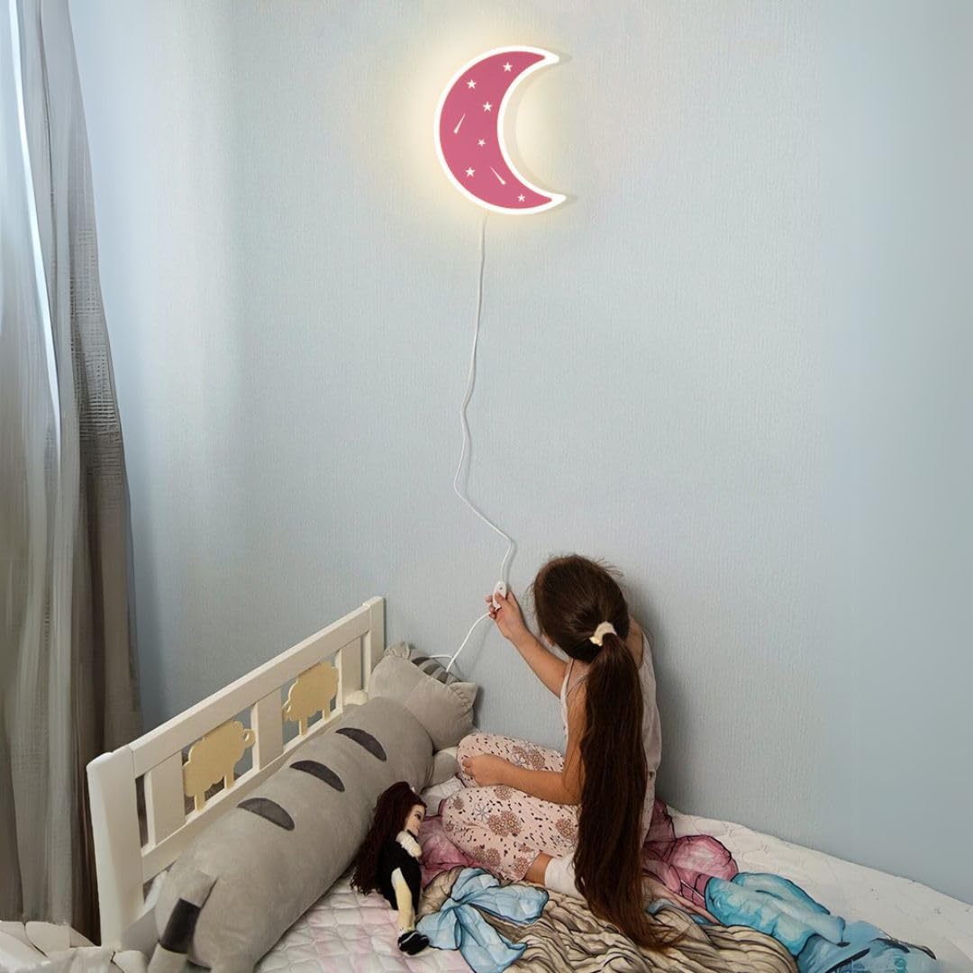 Kinderwandlamp met schakelaar, dimbaar, led-nachtlampje, voor binnen, moderne wandlamp met stekker en 180 cm kabel, bedlampje voor slaapkamer, woonkamer, hal, trap, wandverlichting