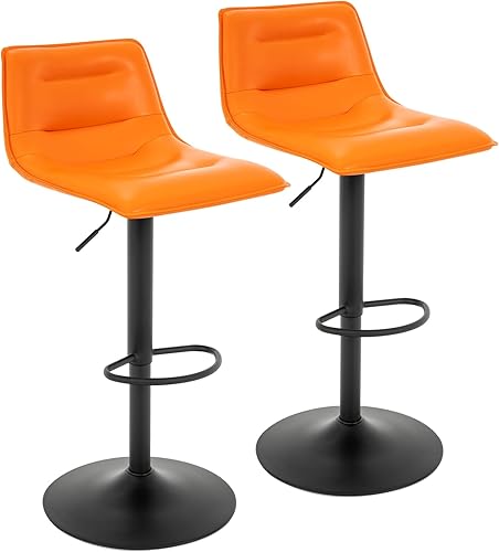 Miniatura 10 de Brage Living Taburete de bar ajustable moderno taburete de bar giratorio de piel sintética con respaldo silla de bar curvada sin brazos para cocina