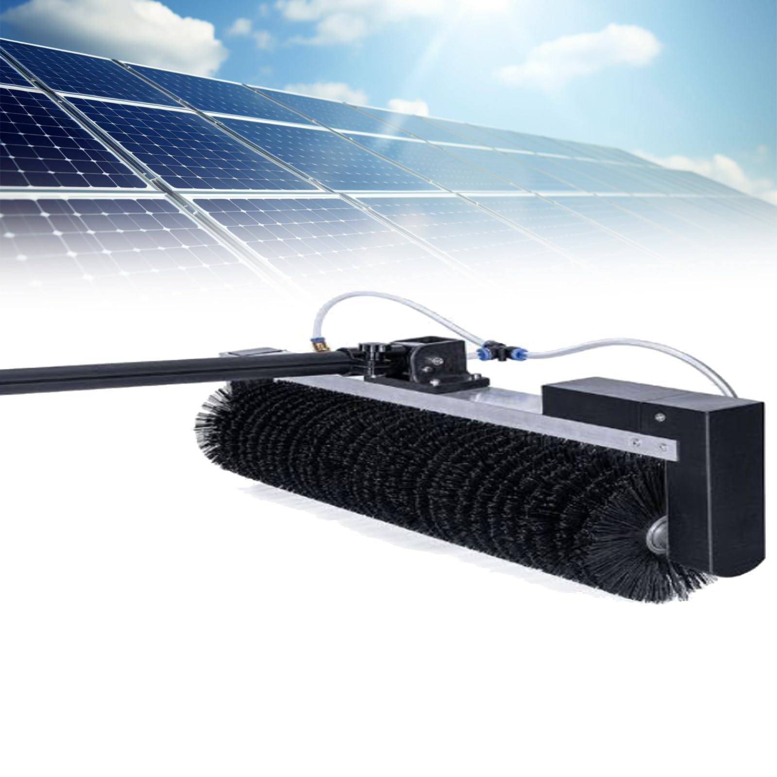 LMMIAOZ Electric Solar Panel Cleaning Kit, 18ft Telescopic Water Fed Roller Brush, PV Wash Machine for Home/Office/Garden, Efficient Solar Panel Maintenance