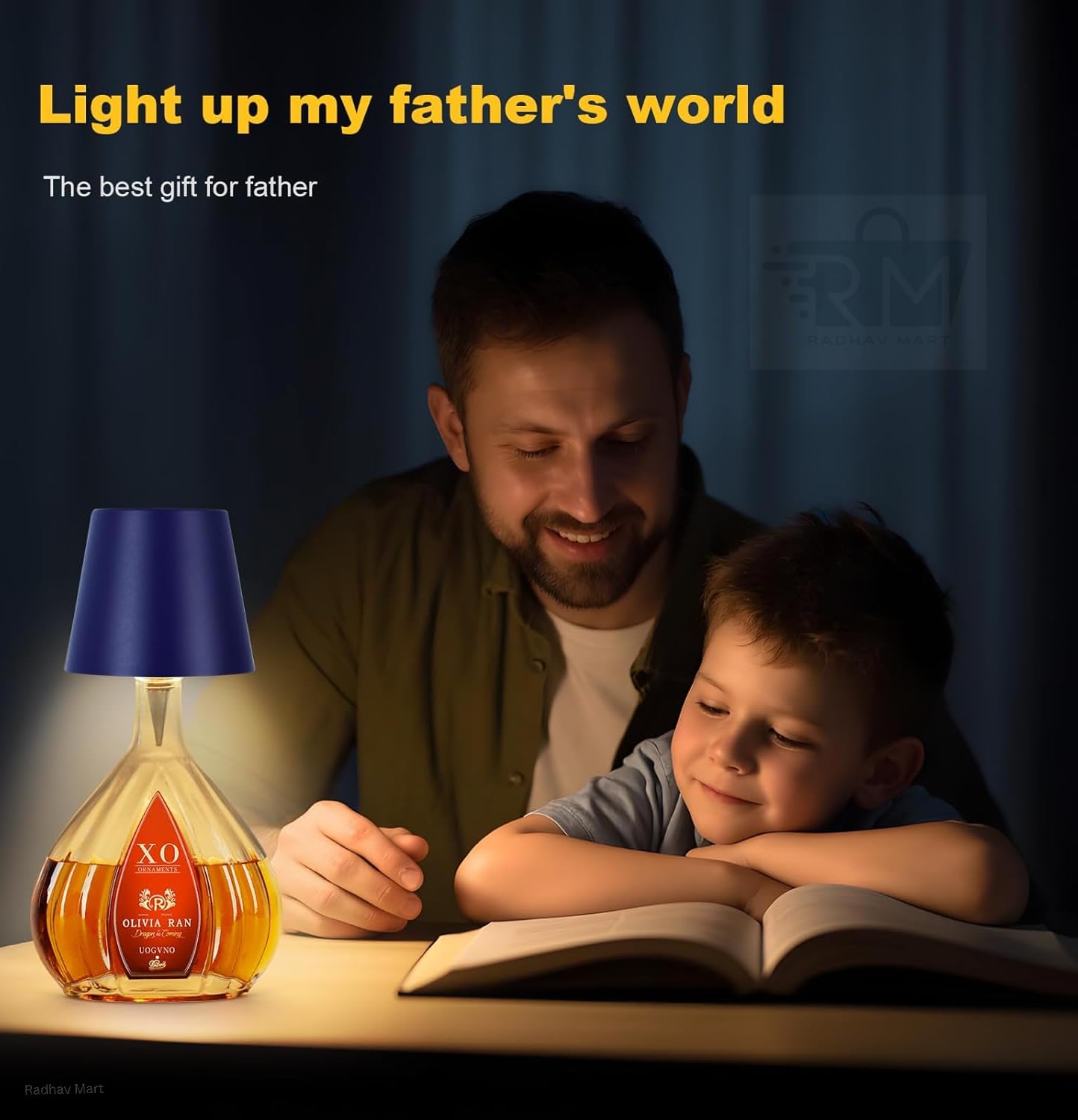 Radhav Mart Wireless Bottle Lamp Light Shade with 3 Color Temperature, Rechargeable Stepless Dimming LED Bottle Light for Any Bottle, Desk Lamp for Bedroom Restaurant Bar Livingroom Gift 3