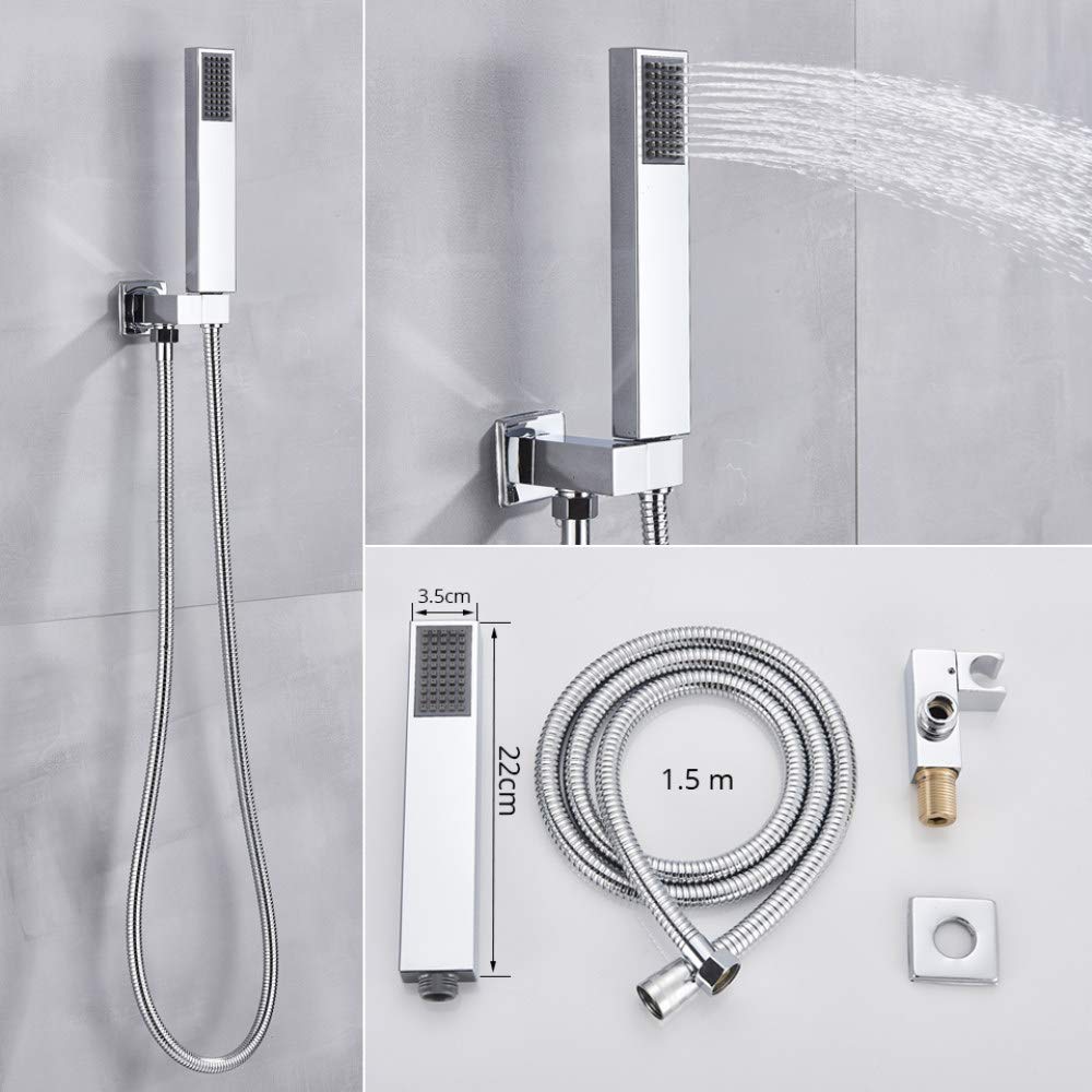 Grifo termostático Cromado para Ducha, Cabezal de Ducha Tipo Lluvia, Grifo Mezclador para bañera montado en la Pared, Juego de Ducha para baño, Ducha de Pared de 12 Pulgadas (Ducha de Pared