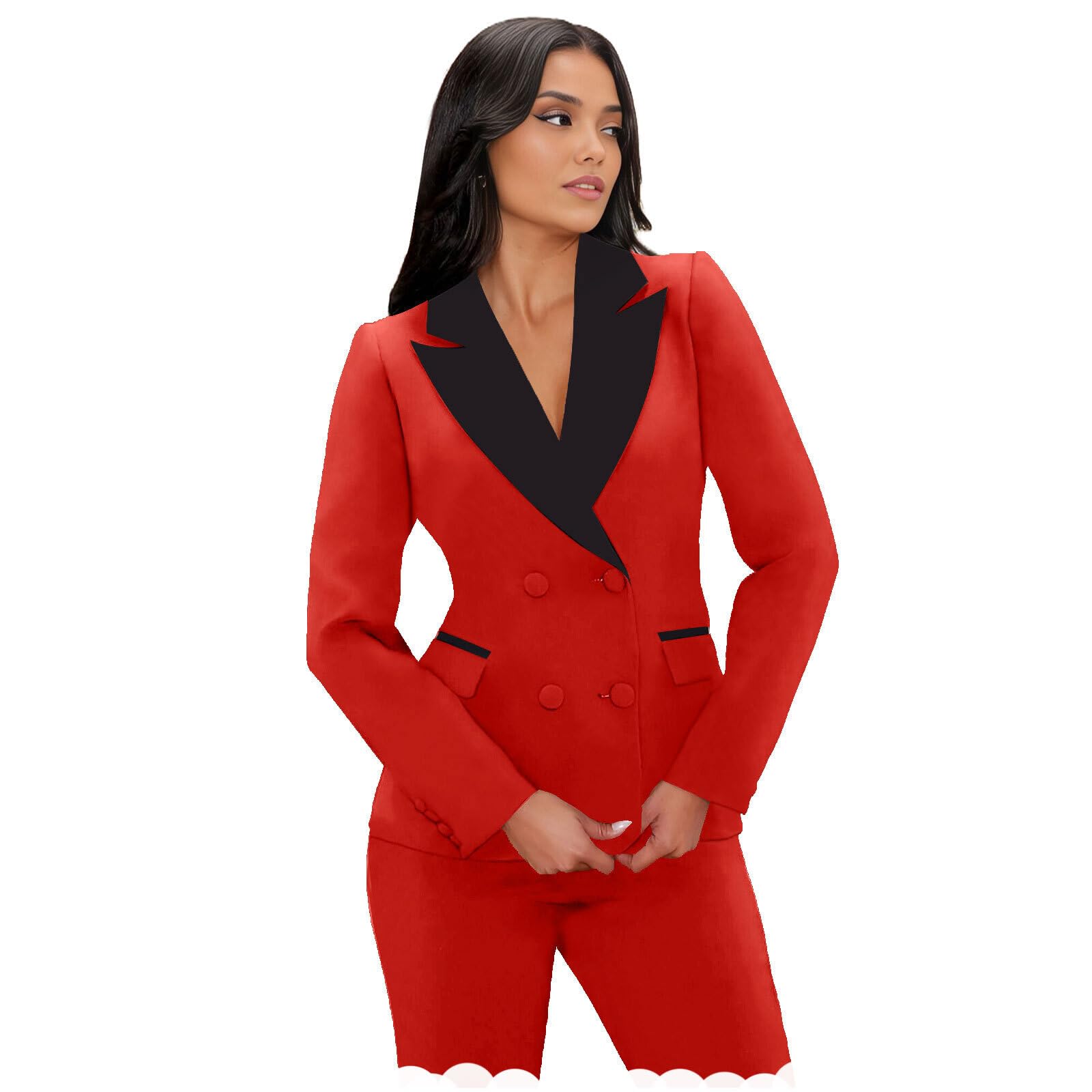 TIANMEI Womens Suits 2 Piece Tuxedo for Women Double Breasted Prom Suit Lady Slim Fit Womens Tuxedo Casual