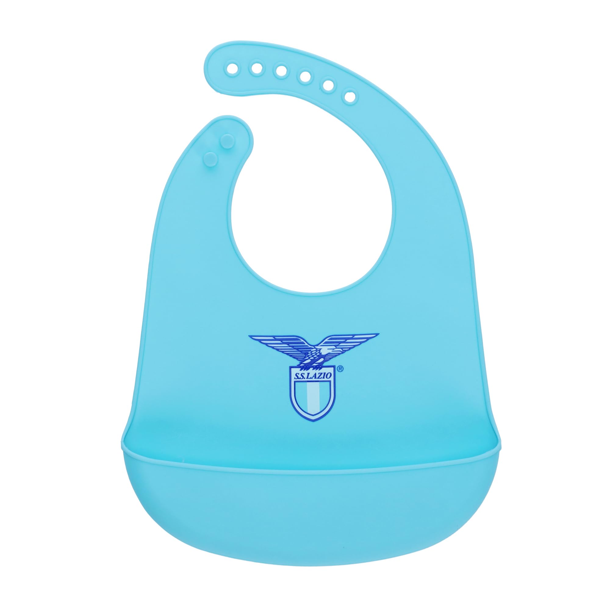 SS Lazio Bavaglino silicone, prodotto ufficiale, tasca raccogli pappa per bambini e neonati, regolabile
