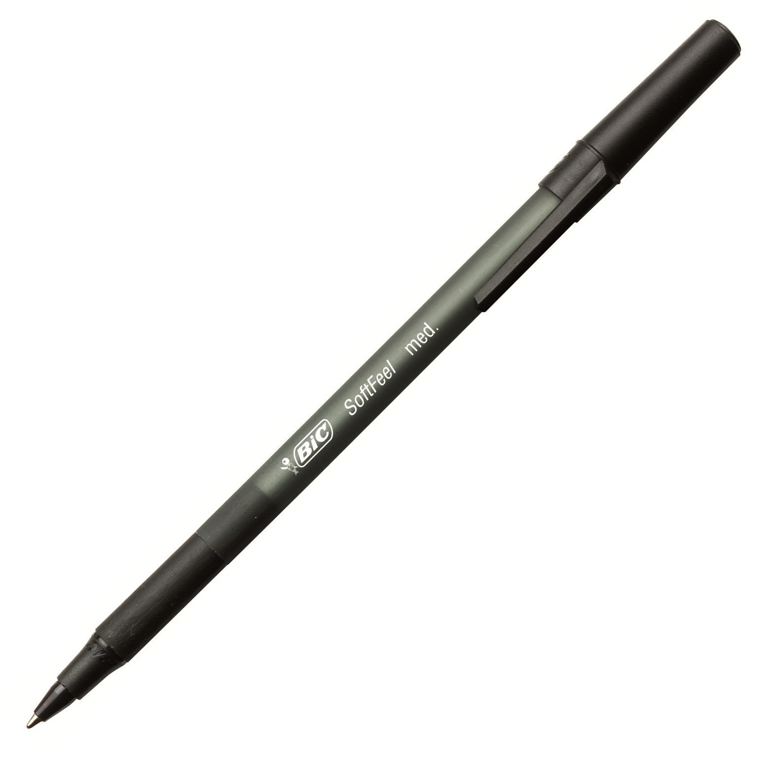 BIC (R) Soft Feel(R) Stick Pens, Medium Point, 1.0 mm, Black, Box of 12