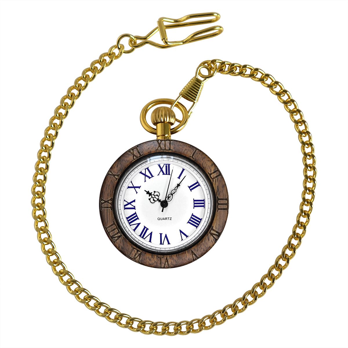 Fogitbok Vintage Wooden Quartz Pocket Watches for Men Women Lightweight Wood Mens Fob Pocket Watch with Gold Chain Ideal Gifts