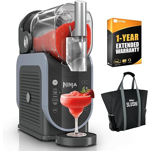 Ninja FS301 SLUSHi 88 oz. Frozen Drink & Slushie Machine (Renewed) Bundle with Ninja SLUSHi Travel Party Tote, Black + 1 Year Extended Protection Pack