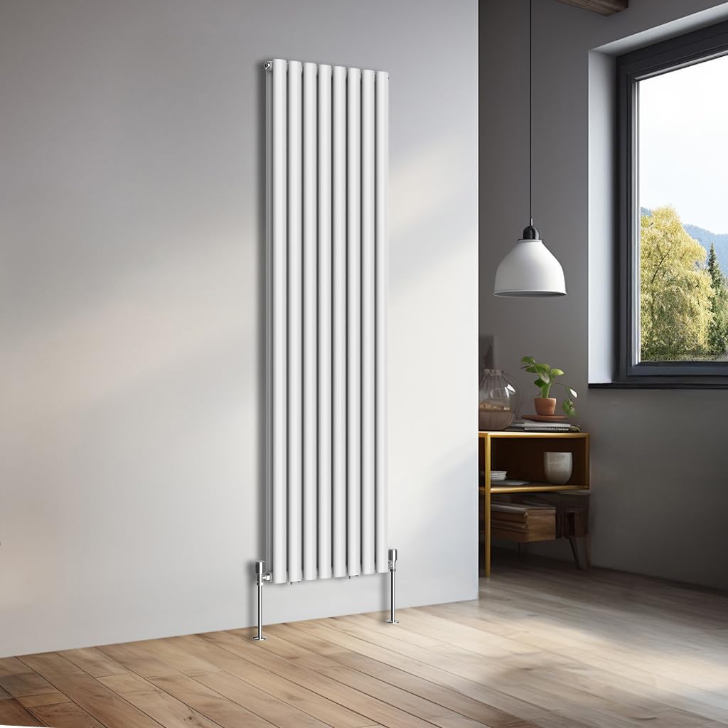 Nrg White 1800X472mm Vertical Oval Double Panel Heater Column Radiator Central Heating Radiators Designer Tall Radiators