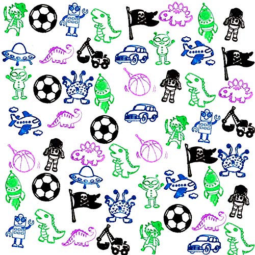 Howaf 16Pcs Wooden Stamps For Kids Boy Crafts With Ink Pad 4Pcs, Dinosaur Football Outer Space Pirate Car Stamps For Diy Scrapbook Card Making, Party Bag Fillers Favor For Boys Christmas Birthday Gift #TOP6