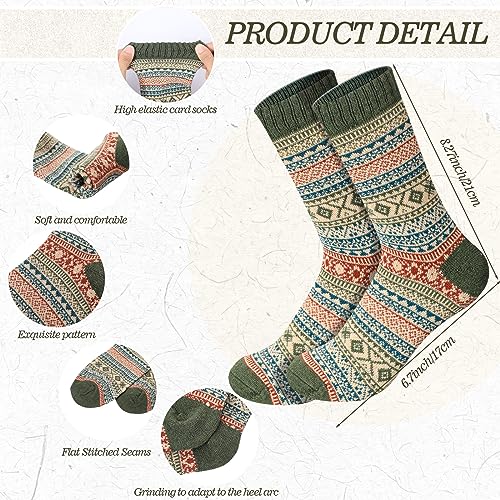 Toulite 60 Pairs Wool Socks for Women Thick Crew Socks Winter Knit Multicolor Bootie Socks Gifts for Women Girls Christmas(Vintage)2