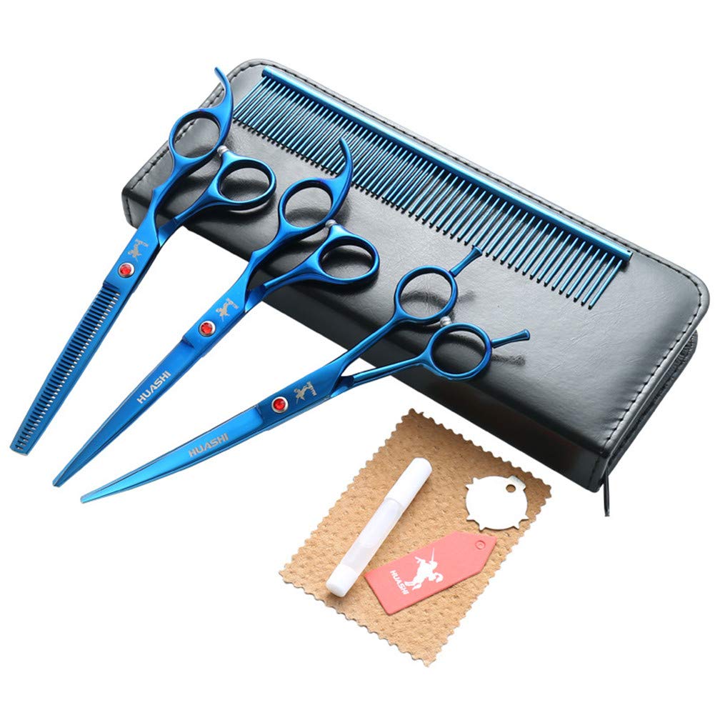 Professional Pet scissors,7.0 inch Grooming Scissors Set Straight Curved Cutting Thinning Shears Pet Dog Cat Scissors 3pcs set