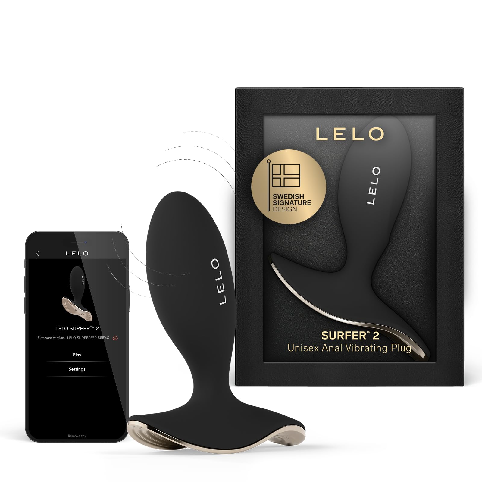 LELO SURFER 2 Plug-anale Dilatatore Donna Vibrante con 6 Modalità di Piacere, Plug-anale Dilatatore Uomo, Plug Anale Silicone, Anal Plug, Vibratore Anale, Giochi Sessuali per Uomo, Black