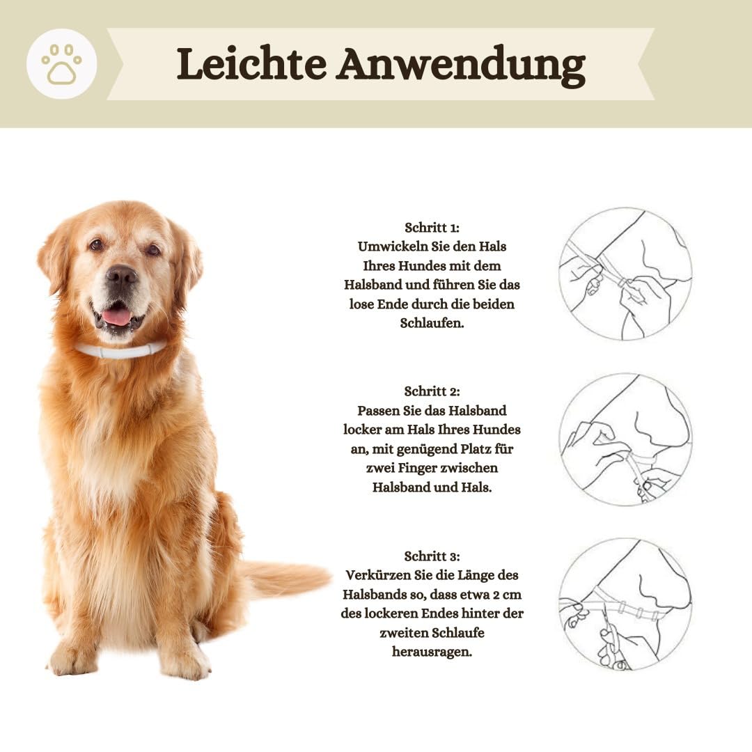 2er-Pack Zeckenhalsband für Hunde - 100% Ätherisches Öl - Wasserdicht & Verstellbar für Welpen & Hunde ab 7 Wochen - bis zu 16 Monate Schutz gegen Zecken Flöhe Mücken Läuse Sandmücken