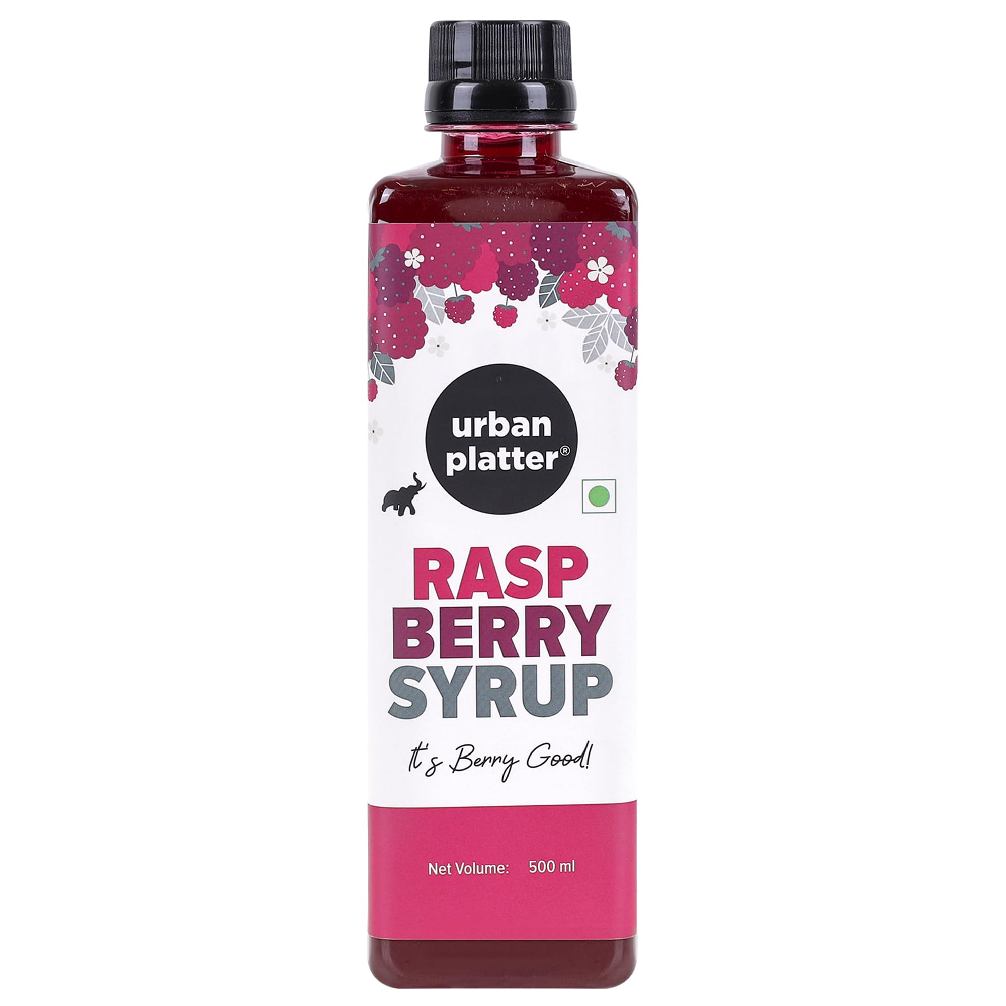 Urban Platter Raspberry Syrup, 500ml / 17fl.oz [Plant-Based, Thick, Real Fruits]
